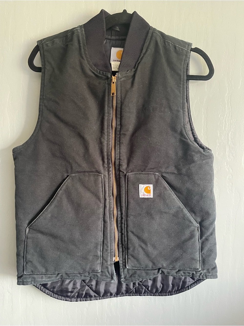 Carhartt Quilted Lined Duck Vest with Logo Patch Men’s Workwear Size S Regular
